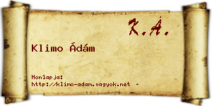 Klimo Ádám névjegykártya